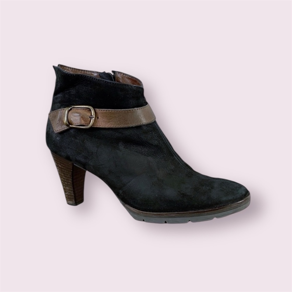 Paul Green Karla Heel Ankle Boot Wmn’s Size 7.5US/5UK Black Brown Suede Leather